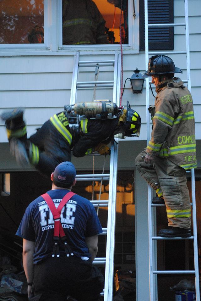 Rye Firefighters practice ladder bailouts with Top Rung Training Associates 5/22/2011